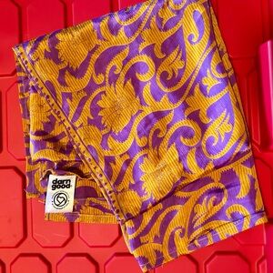 Silk Purple and Gold Patterned 36”square Scarf